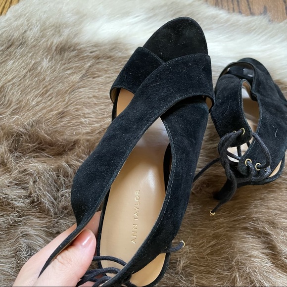 Ann Taylor Lori suede crossover lace sandals - Picture 5 of 7